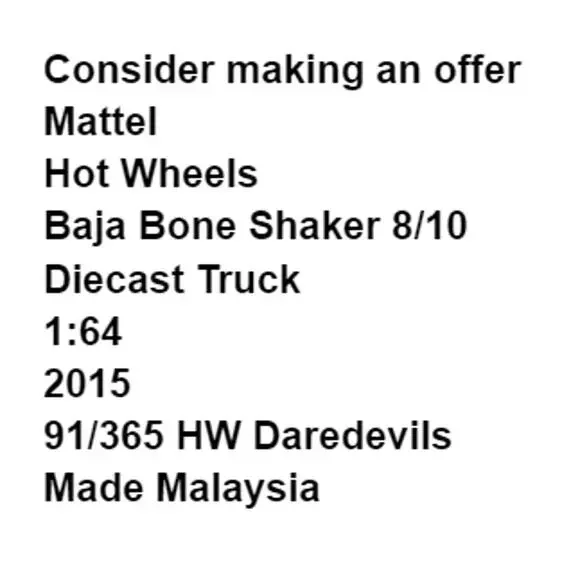 Hot Wheels Baja Bone Shaker 8/10 Diecast Truck 91/365 HW Daredevils 2015 Orange - Picture 2 of 13